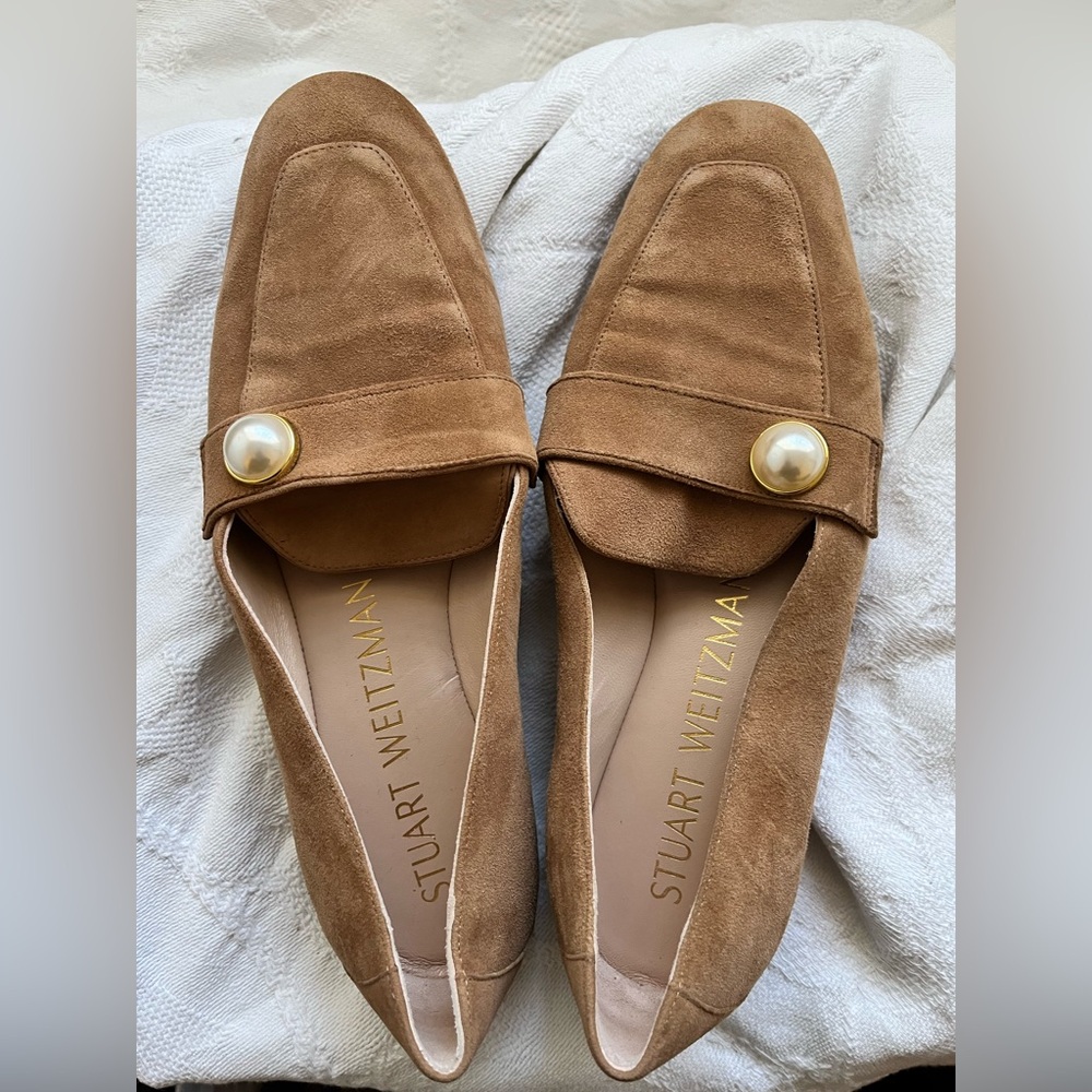 Stuart Weitzman Payson Pearl Suede Loafers